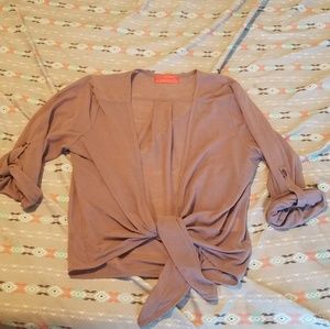 Nude color sheer tie up vest in MED